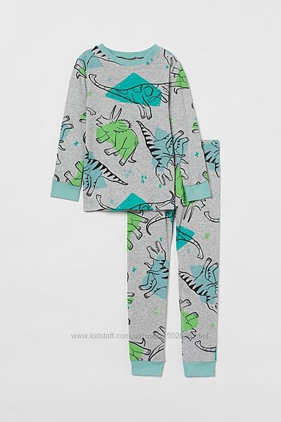 H&M пижама р110-116, 134-140  хлопок динозаври