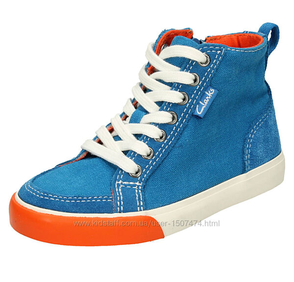 Крутые яркие кеды замша и текстиль Clarks оригинал 21, 5 см