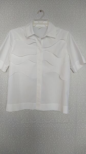 Cos, белая рубашка с ассиметричным декором