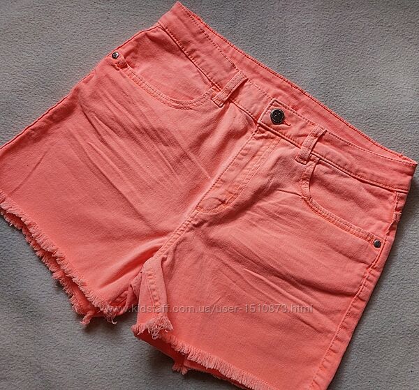 Новые джинсовые шорты шортики оранжевые неоновые H&M размер XS