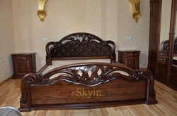 Дубове різьблене ліжко Віка з фігурним узголів&acuteям