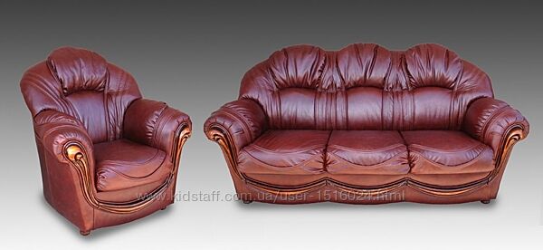 Шкіряний диван з кріслом Малібу класика