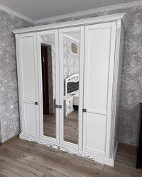 Біла 4х дверна шафа Артеміда з дзеркалами