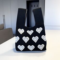 Тренд стильна жіноча вязана текстильна сумка шопер 