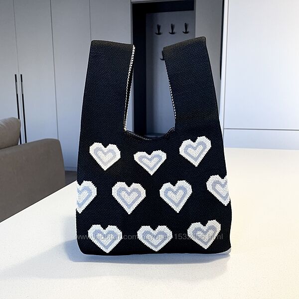 Тренд стильна жіноча вязана текстильна сумка шопер 