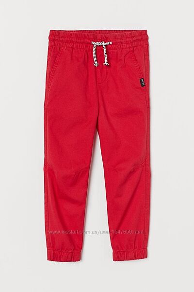 Красные хлопковые штаны джоггеры на мальчика р.104, 110, H&M