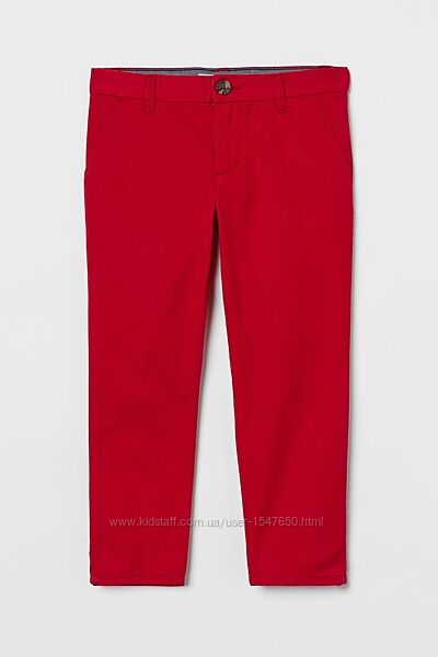 Стильные штаны, красные брюки чинос на мальчика 110, 116, 122 р. h&m