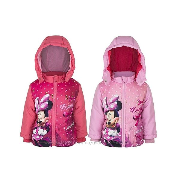 Скидка Розовая, коралловая демисезонная куртка с Минни на девочку Disney