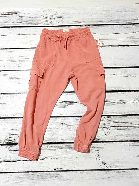 Рожеві дитячі штани на резинці джогери карго на дівчинку 