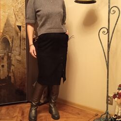 Натуральная кожаная замшевая юбка карандаш Италия 