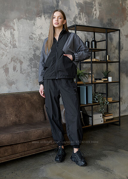 Жіночий костюм Staff retro black & gray oversize 