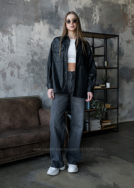 Жіноча сорочка Staff leather black 