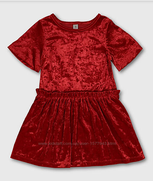 Красное велюровое платье 