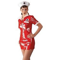Красное виниловое лаковое платье медсестры