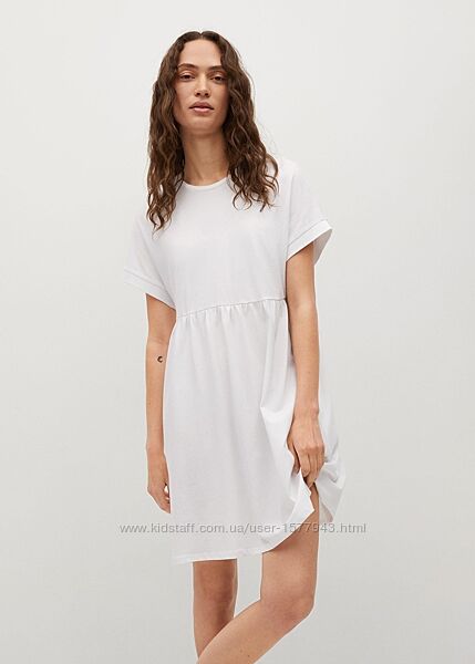 MANGO трикотажное белое платье