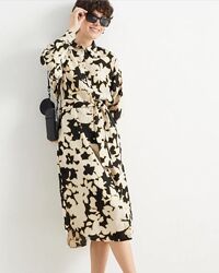 Льняное платье-рубашка C&A Eur 42, F 44, лен XL- XXL беж цветы цветочный 