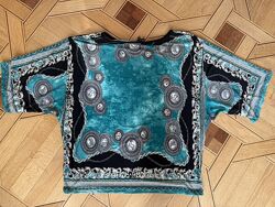 Женская блуза футболка Salsa в стиле versace размер 44 XL-XXL бирюзовая
