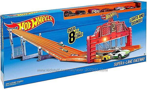 Трек Хот Вилс Соревнования 6-ти полос Hot Wheels Super 6-lane Raceway