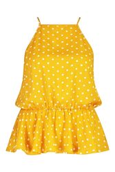 Жовта літня блузка в крапку &acuteboohoo&acute