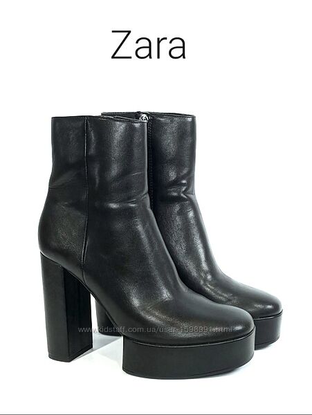 Кожные женские ботинки на платформе Zara Оригинал