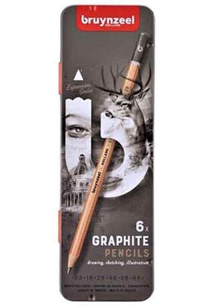Набір графітних олівців Bruynzeel Expression 6 штук у метал. пенал