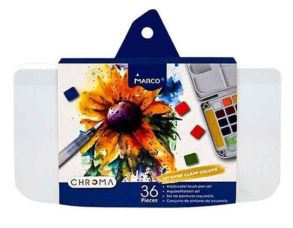 Фарби акварельні 36 кольорів пензлик з резервуаром Marco Chroma