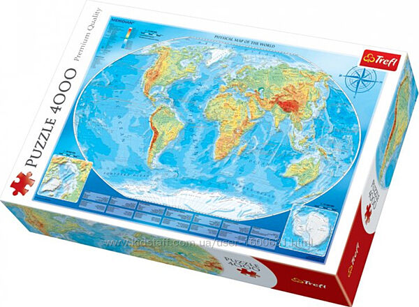 Пазл Trefl Велика фізична мапа світу, 4000 елементів