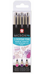 Набір ручок Pigma Micron PN Office Рожево-червоний, пурпуровий, бордовий 0.4-0.5мм Sakura у блістері 3шт