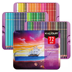 Набір акварельних олівців 72 кольори в металевому пеналі KALOUR