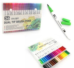 Набір двосторонніх лінер  пензлик Josef Otten 36 кольори Colors Dual Tip Brush Pens