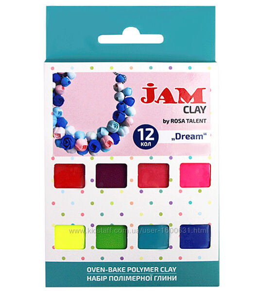 Набір пластики Dream 12 кольорів по 20г Jam Clay ROSA TALENT