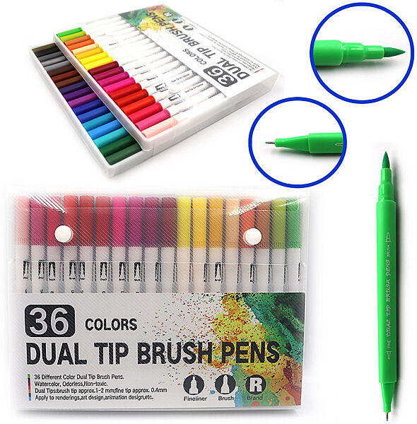 Набір двосторонный лінер / пензлик Josef Otten 36 кольорів Riancy Dual Tip Brush Pens