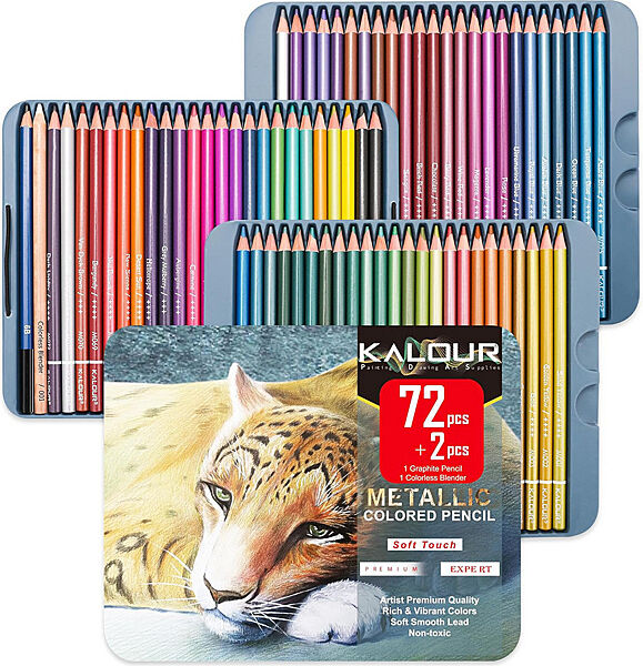 Преміум-набір олівців 722 кольори з ефектом Металік KALOUR Metallic