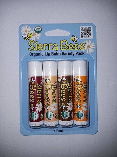 Sierra bees набір органічних бальзамів для губ, 4 штуки, США