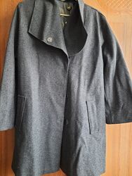 Пальто сiре пiд пояс з вовни рукав летюча Миша регланом