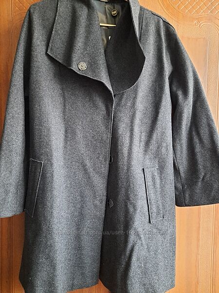 Пальто сiре пiд пояс з вовни рукав летюча Миша регланом