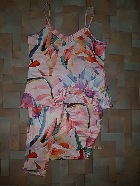 Комплект микрофибра яркие цветы, пижама Primark XS-XL р-р