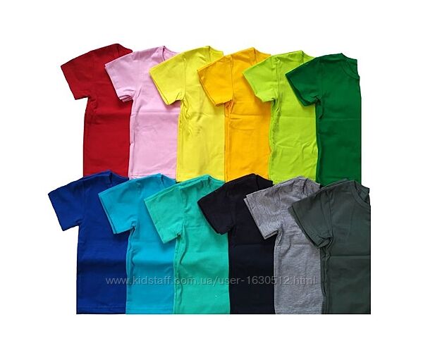 Дитяча однотонна футболка 1,2,3,4,5,6,7,8,9,10,11,12,13,14 років. Чорна Біл