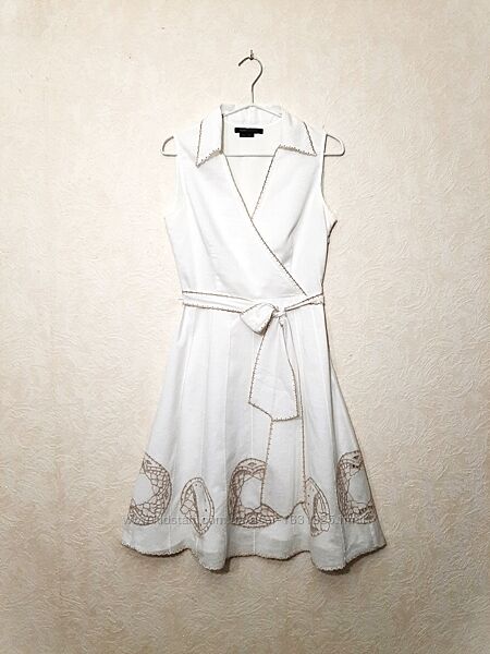 Bcbg max azria сукня біла міді розширена донизу без рукавів літня жіноча 44