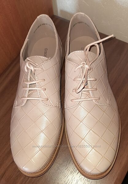 Еврокожа, туфли Oxford новые бежевые 41 р-р, полномерный, бренд Graceland 