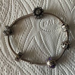 Женский серебряный браслет PANDORA с бусинами, 925 проба.