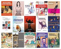 Комплект 100 ел. книг з ілюстрації книжкова, анімалістична, дитяча, фешн
