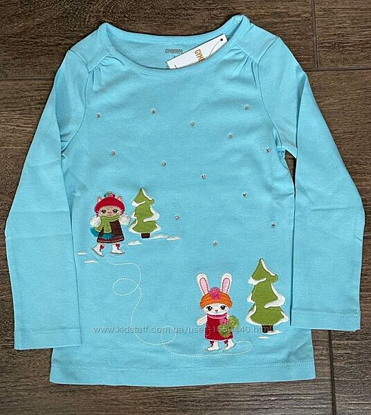 Стильные регланы на девочку с новогодней тематикой Gymboree США