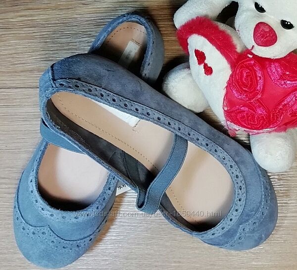Стильные замшевые оригинальные туфельки на девочку H&M Размер 31, 20см