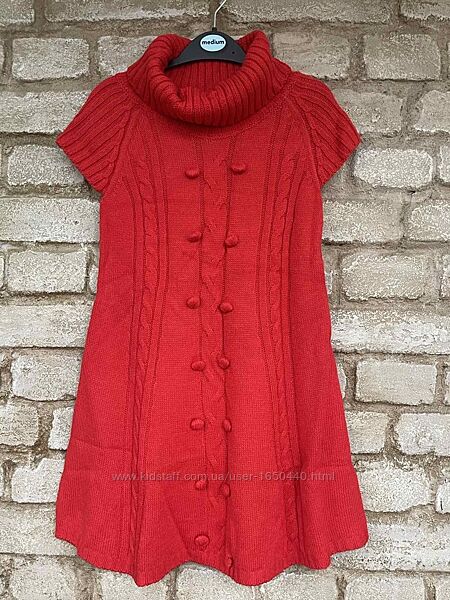 Красное вязаное платье на девочку Крейзи8 Crazy8 Размер S5-6 М7-8