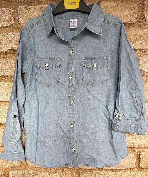 Тонкая джинсовая рубашка на кнопках Сarters Размер 8Т Рост 130-139 см