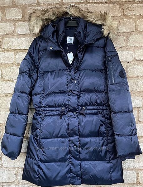 Стильный синий теплый пуховик парка куртка Gap Размер 145-160 см 10-13лет