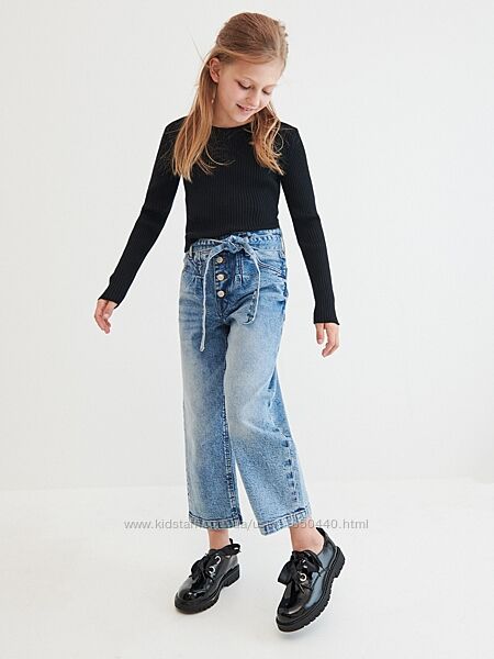 Джинсовые кюлоты джинсы на пуговицах с поясом  Rezerved Размер 11-13 лет 