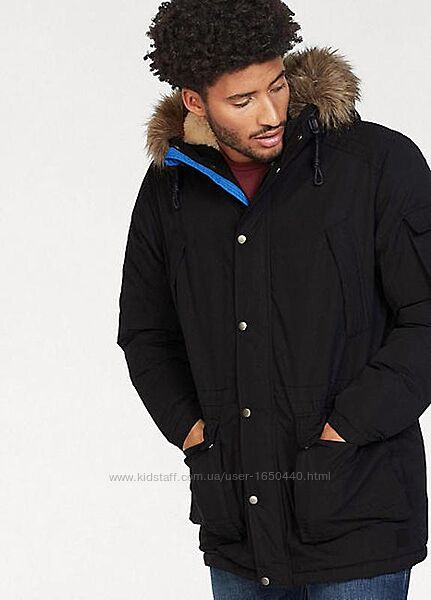 Стильная теплая черная мужская зимняя куртка парка Jack and Jones Размер XL