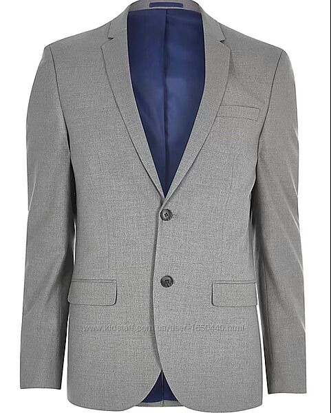 Классический серый мужской пиджак Slim Fit River Island Оригинал Размер 44 
